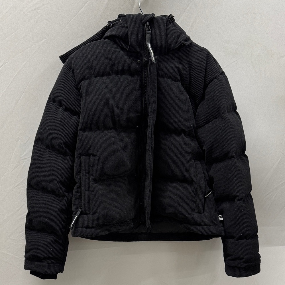 Aritzia TNA Black Corduroy Super Puff Jacket Size S